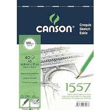 Nacario Canson 1557 Resim Çizim Blok 120GR A5 40YP Üstten Spiralli Resim Defteri