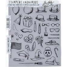 Nacario Tim Holtz Cling Stamps 7"x8.5"-Crazy Things