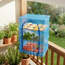 Gees 3 Katlı Fermuarlı Sebze Meyve Kurutucu File – 40X40 cm Katlı Askılı Kurutma Filesi (52 C