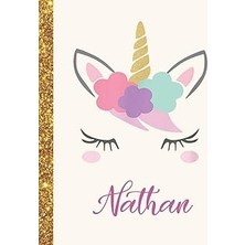 Nacario Nathan: Nathan Unicorn Personalized Black Paper Sketchbook For Girls And Kids To Drawing And Sketch