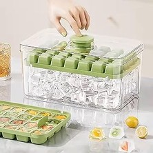 Nacario Promosyonca Buz Kalıbı Seti, Kapaklı Buz Kabı, 56 Adet Buz Bölmesi (Su Yeşili)