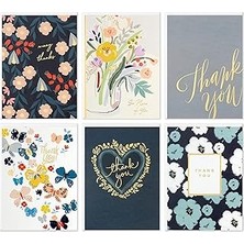 Nacario Hallmark Teşekkür Kartları Çeşitleri, Folyo Kalpler Çiçekler (48 Teşekkür Notları Zarflar)