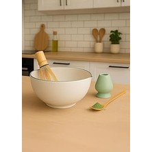 Nacario Matchiva Geleneksel Japon Matcha Seti, 4 Parça, Seramik Kase, Bambu Çırpıcı, Çırpıcı Standı, Bambu