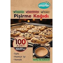 Nacario Smarter 100 Adet Ağartılmamış Hazır Kesilmiş Pişirme Kağıdı Airfryer 42X37CM Yapışmaz