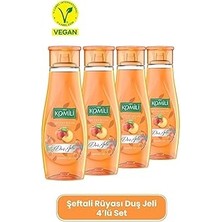 Nacario Komili Şeftali Rüyası Vegan Duş Jeli, 4'lü Set, 4 x 500 Ml, Turuncu