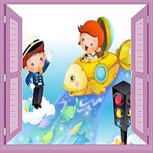 Nacario Çocuk Odası Bebek Odası Pencere Poster Duvar Kağıdı Trafik