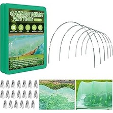 Nacario Bahçe Filesi Seti, 10 x 30 Ft Yeşil Ince Örgü 6 Set 8ft Fiberglas Bahçe Çemberi, Yükseltil