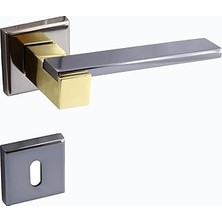 Nacario Begonya Lüx Füme Gold Kare Rozetli Oda Uyumlu Kapı Kolu Sağa Sola Uygun Kapı Kolları 1 T