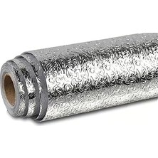 Nacario Rulo Gümüş Alüminyum Folyo Duvar Kağıdı, 2 mt x 60 cm Kendinden Yapışkanlı Raf Içi, Su Geçirmez Fol