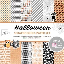Nacario Halloween Scrapbook Pages: 24+ Double-Sided Sheets For Scrapbooking 8,5 x 8,5 | 12 Bonus Card Backg