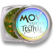 Nacario Mov Glitter Festival Greenish Bronze Simli Makyaj Tozu, Holografik Etiketli