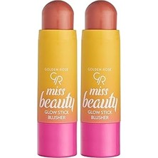 Nacario Miss Beauty Glow Stick Blusher No: 01 Peach Flash - Şeftali Tonlu Stik Allık (2 Paketi)