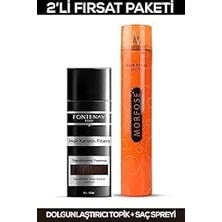 Nacario Fontenay Saç Dolgunlaştırıcı Keratin Fibers Koyu Kahve Topik Saç Tozu 50GR + Saç Spreyi 400ML 2'li