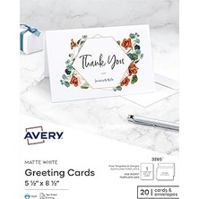 Nacario Avery Greeting Cards, Inkjet Yazıcılar, 20 Boş Kart Zarf, 5,5 x 8,5, Katlanmış (3265)
