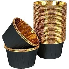 Nacario 25’li Muffin Kek Kalıbı – Siyah Dış Gold Iç Lüks, Isıya Dayanıklı, Şık Tek Kullanımlık Cupcake K