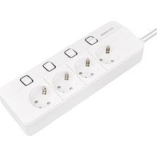 Nacario Yamatik Akım Korumalı Grup Priz, 4’lü Ayrı Anahtarlı, 1.5 Metre Kablolu, 4000W, 16 Amper, Çocuk Kor