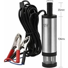 Nacario Mini 12V Taşınabilir Akaryakıt Transfer Pompası, Paslanmaz Çelik Gövde, 38MM, Timsah Klipsli Kablo