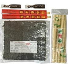 Nacario Yuandong Sushi Seti 1, 5 Yaprak Yosun, Sushi Matı, Chopstick, Soya Sosu, Evde Sushi Yap