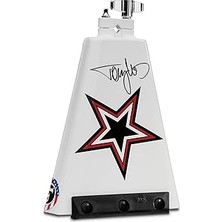 Nacario Latin Percussion Tommy Rock Signature Cowbell, Beyaz Grafik Sanatlı, 8" (LP009TL)