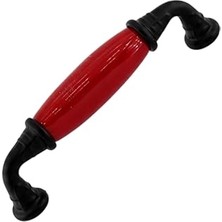Nacario Lumira Kırmızı Porselen Siyah Kulp 96 mm 9.6 cm Mobilya Çekmece Dolabı Dolap Kapak Kulplar Kulb Kul