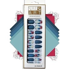 Nacario Beyaz Mat 24'lü Takma Tırnak Seti & Beyaz & Pembe Çi̇çek Desenli̇