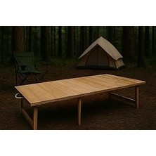 Nacario Pratikoutdoor Katlanır Sabit Ayaklı Kamp, Piknik Bahçe Masası 70X120 cm - Ham Naturel Renk