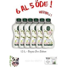 Nacario Doğal Zeytinyağlı Sıvı Beyaz Sabun 1.5 L 6 Al 5 Öde Rosie Hediye