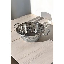 Nacario Çelik Kulplu Süzgeç - Çapı 21,5 cm Paslanmaz Kararmaz