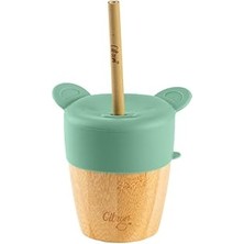 Nacario Citron Citron 2'si 1 Arada Kapaklı Pipetli Organik Bambu Alıştırma Bardağı - Green 1073629