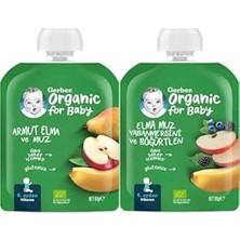 Nacario Gerber Organik Armut Elma Muz Püresi 90 G x 7 Gerber Organik Muz Yabanmersini Böğürtlen El