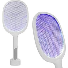 Nacario Type-C Şarjlı Uv Işıklı Sinek Raketi 1200MAH 3000V Çıkış Dik Durabilen Uv Mor Işıklı Elektrikli Rak