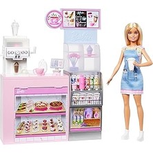 Nacario Barbie'nin Kahve Dükkanı Barbie'nin Kahve Dükkanı Oyun Seti Sarışın Barista Barbie, Kahve Makinesi