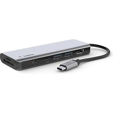 Nacario Belkin 7'si 1 Arada Çok Bağlantı Noktalı USB C Hub (4k Hdmi, Usb-C, 2 x USB A, 3,5 mm Ses, Sd 3.0 Y