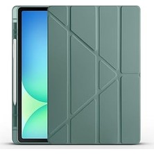Nacario Zore Galaxy Tab S10 Fe Kılıf Zore Tri Folding Kalem Bölmeli Standlı Kılıf Koyu Yeşi