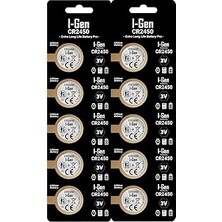 Nacario I-Gen Batteries CR2450 Lityum Düğme Pil 3V 2450 (10'lu Paket)