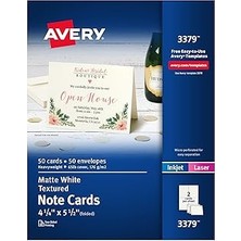 Nacario Avery Yazdırılabilir Not Kartları, Mürekkep Püskürtmeli Yazıcılar, 50 Kart Zarf, 4,25 x 5,5, Ağı