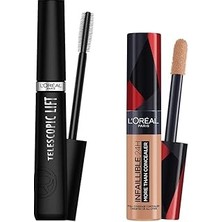 Nacario Paris Infaillible Tüm Yüze Uygulanabilir Kapatıcı 330 Pecan & Telescopic Lift Maskara Makya