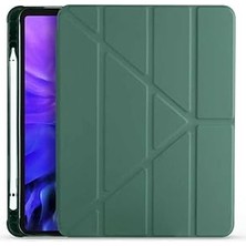 Nacario Constrain - Galaxy Tab S6 Lite P610 Standlı Kalem Bölmeli Tri Folding Tablet Kılıfı Koyu