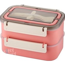 Nacario Vagonlife Bento Lunch Box 1600 ml 2 Kat Yeni Nesil Sefer Tası Paslanmaz Çelik -FFLBOX2221 (Pembe)