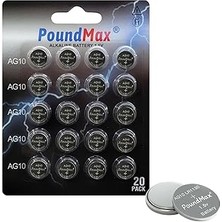 Nacario 20 x Poundmax AG10 Düğme Hücresi LR1130 1,5V, Alkalin Pil
