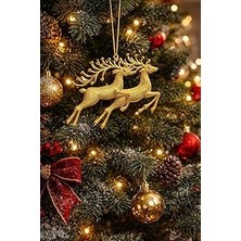Nacario Yılbaşı Ağacı Süsü Yılbaşı Geyiği Noel Süsü Geyiği Gold 2 Adet