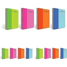 Nacario Faber-Castell Bicolor Spiralli Defter, A4, 80 Yaprak, 70G Kağıt, Çizgili, Dayanıklı Pp Kapak, Asort