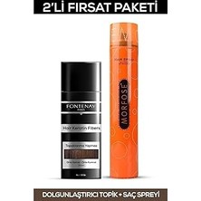 Nacario Fontenay Saç Dolgunlaştırıcı Keratin Fibers Orta Kahve Topik Saç Tozu 50GR + Saç Spreyi 2'li Set 2