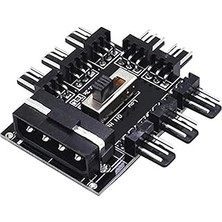 Nacario 8 Port Fan Çoklayıcı Hub Y Pwm Splitter Ide Molex Soğutma 3 Pin 4 Switch Anahtarlı 4336