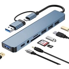 Nacario Coverzone Çoklayıcı Adaptör 8 In 1 Usb/type-C To USB A, USB C Macbook Uyumlu Çevirici Adaptör Çok P