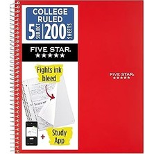 Nacario Five Spiral Defter + Çalışma Uygulaması, 5 Konu, Kolej Çizgili Kağıt, Mürekkep Kanamasıyla Müc