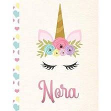 Nacario Nora: Personalized Unicorn Primary Handwriting Notebook For Girls With Pink Name | Dotted Midline H