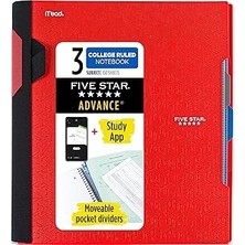 Nacario Five Spiral Defter + Çalışma Uygulaması, 3 Konu, Kolej Çizgili Kağıt, Spiral Korumalı Ileri De