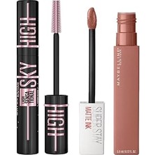 Nacario New York Lash Sensational Sky High Cosmic Black Maskara + Super Stay Matte Ink Likit Mat