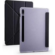 Nacario Constrain - Galaxy Tab S7 T970 Kılıf Tri Folding Kalem Bölmeli Standlı Kılıf-Siyah